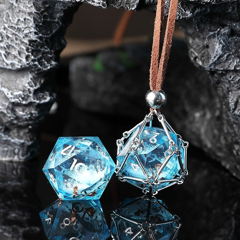 Liquid Core D20 Dice Cage Necklace – Baldur’s Gate 3 Inspired RPG Pendant