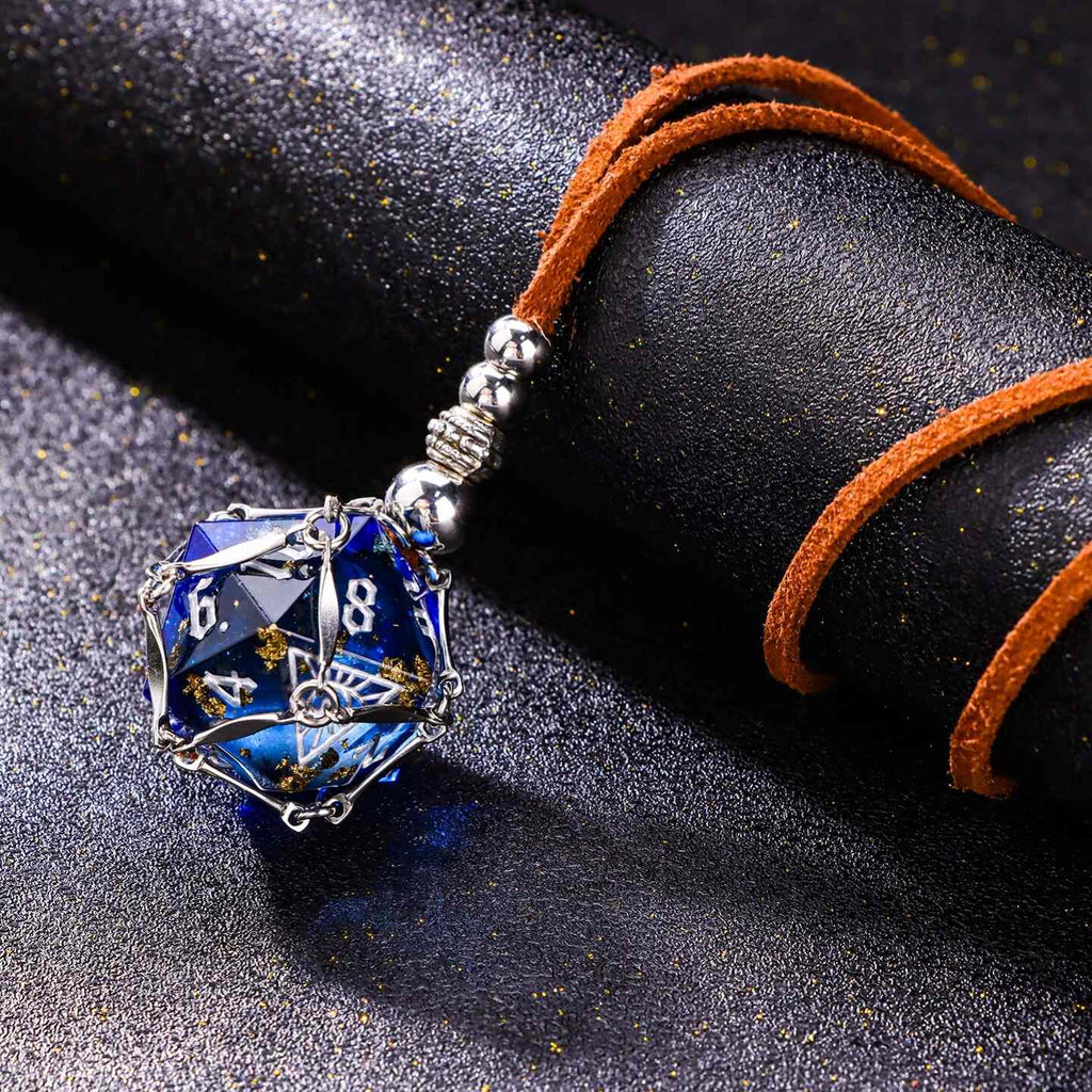 Mystic Eye Dice Cage Necklace: Baldur's Gate 3 Inspired Liquid Core D20 Jewelry