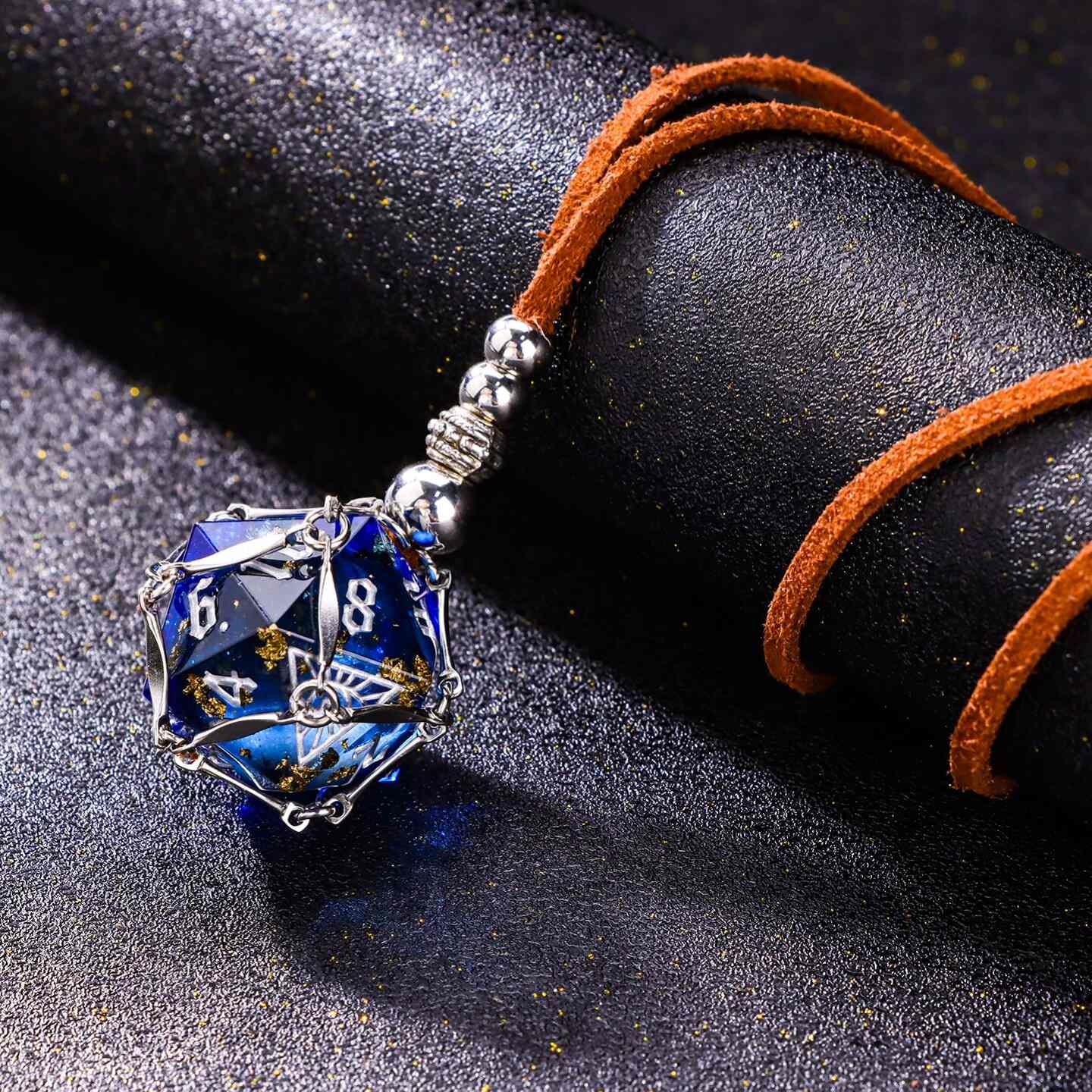 Mystic Eye Dice Cage Necklace: Baldur's Gate 3 Inspired Liquid Core D20 Jewelry