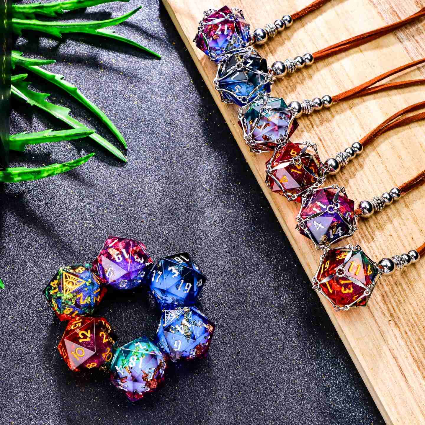 Mystic Eye Dice Cage Necklace: Baldur's Gate 3 Inspired Liquid Core D20 Jewelry