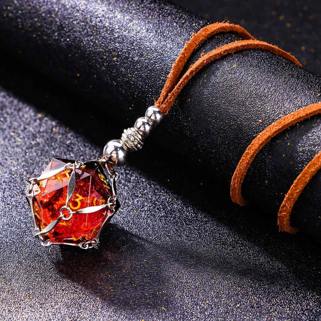 Mystic Eye Dice Cage Necklace: Baldur's Gate 3 Inspired Liquid Core D20 Jewelry
