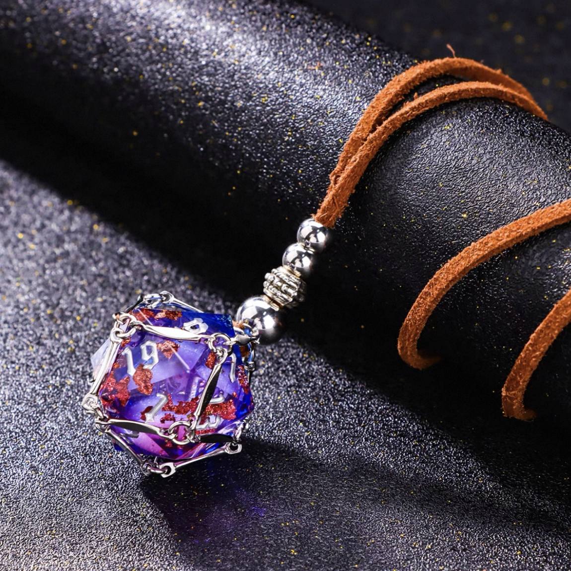 Mystic Eye Dice Cage Necklace: Baldur's Gate 3 Inspired Liquid Core D20 Jewelry