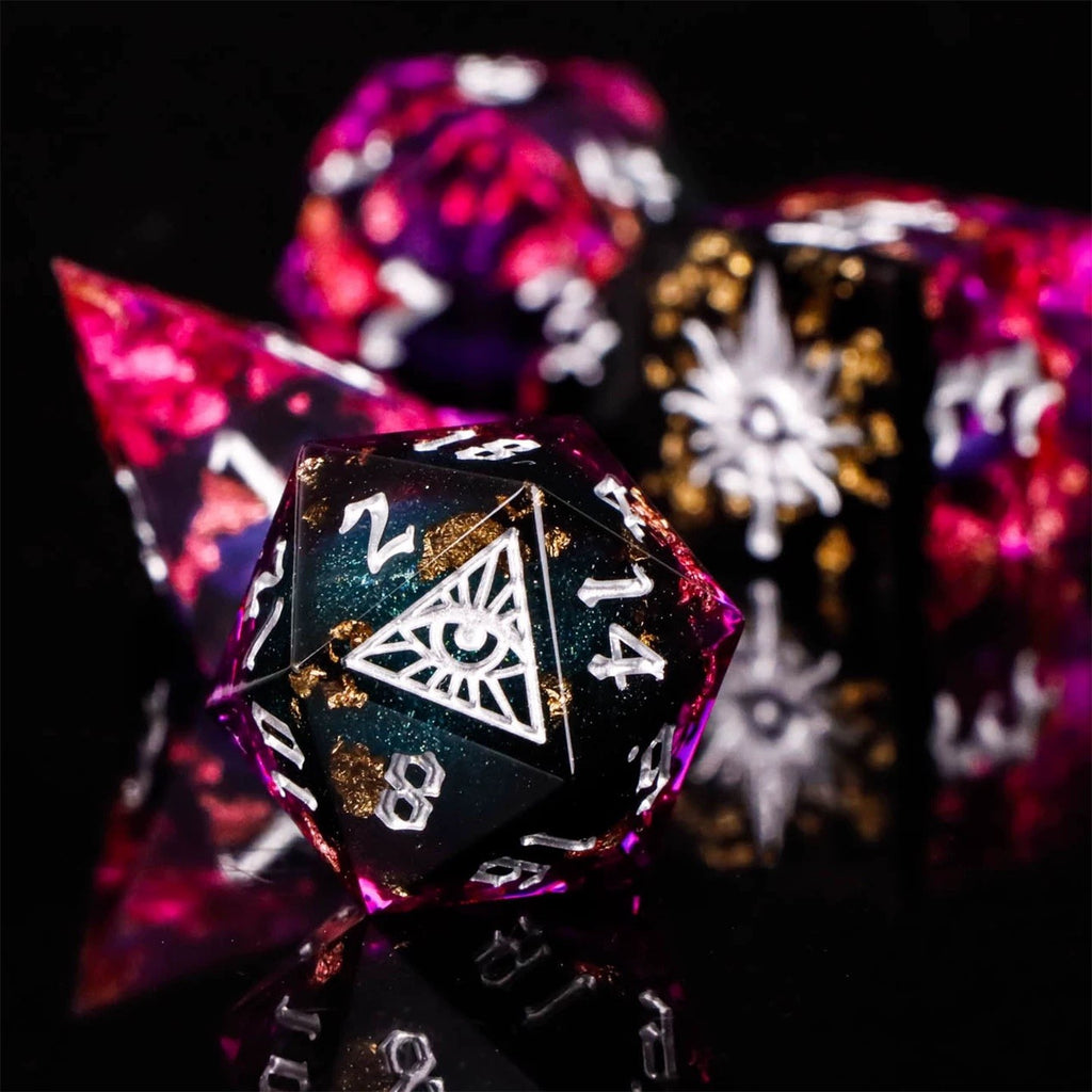Mystic Eye Dice Cage Necklace: Baldur's Gate 3 Inspired Liquid Core D20 Jewelry