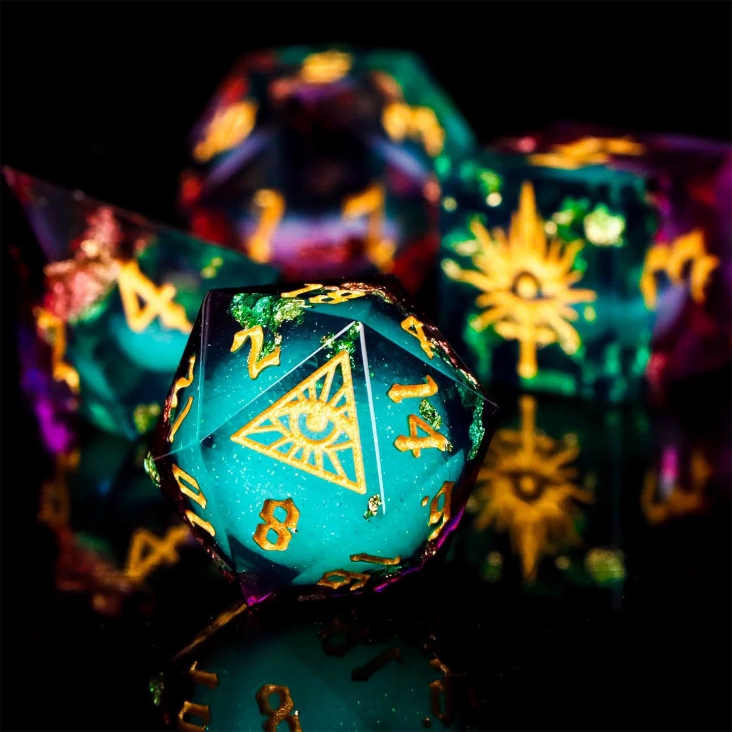 Mystic Eye Dice Cage Necklace: Baldur's Gate 3 Inspired Liquid Core D20 Jewelry