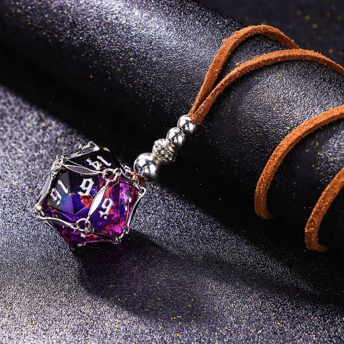 Mystic Eye Dice Cage Necklace: Baldur's Gate 3 Inspired Liquid Core D20 Jewelry
