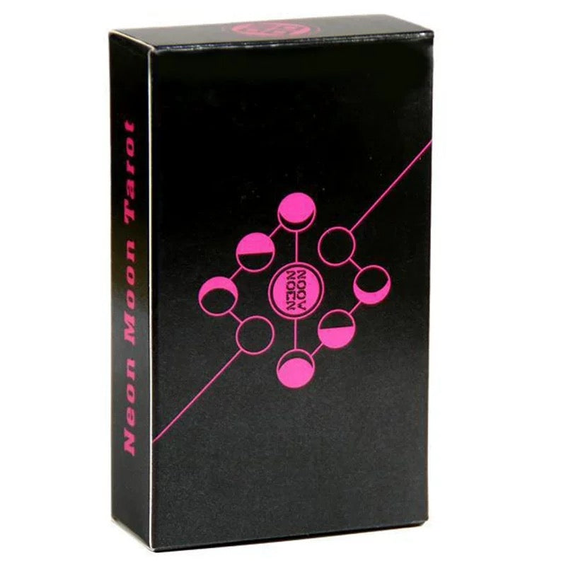 Pink Lunar Neon Moon Tarot Deck - Cyberpunk 78 Cards with Metal Tin