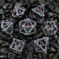 Prismatic Dragon Scale Hollow Metal DND Dice Set