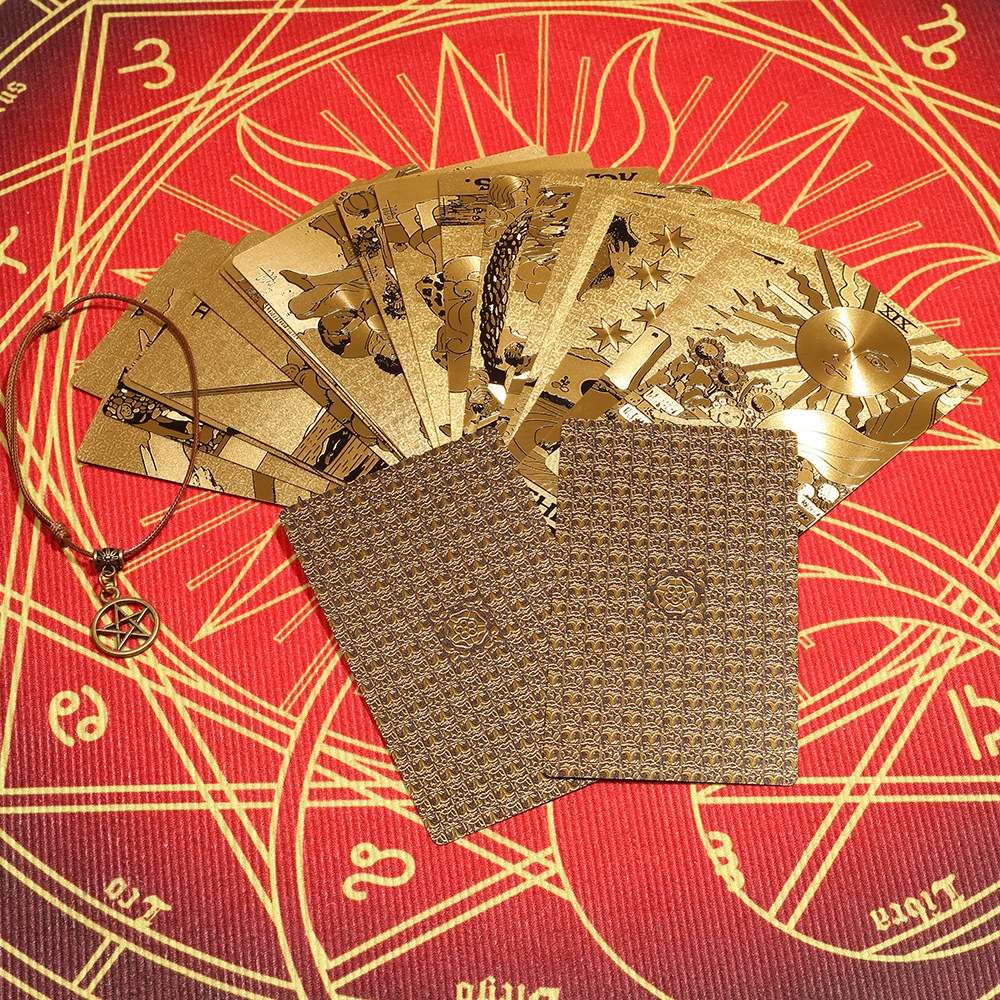 Radiant Sunburst Gold Foil Tarot Deck — Luxury Waterproof PVC Set