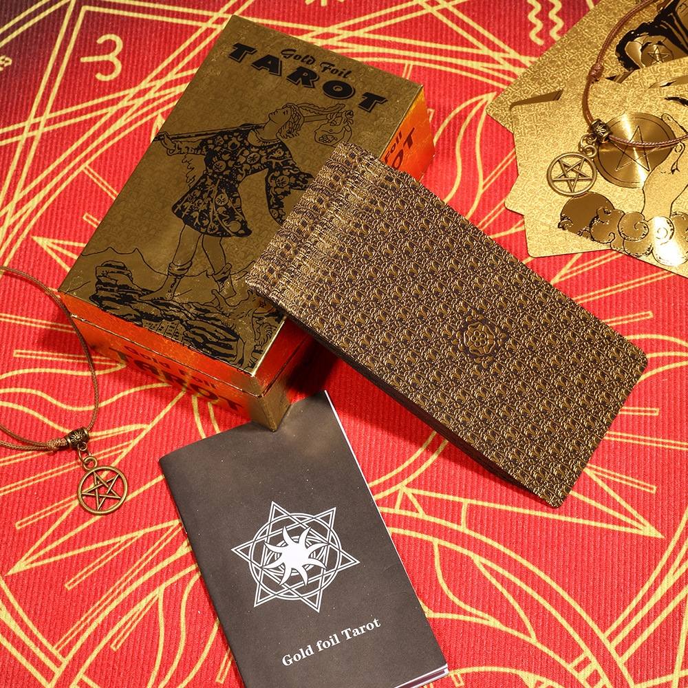 Radiant Sunburst Gold Foil Tarot Deck — Luxury Waterproof PVC Set