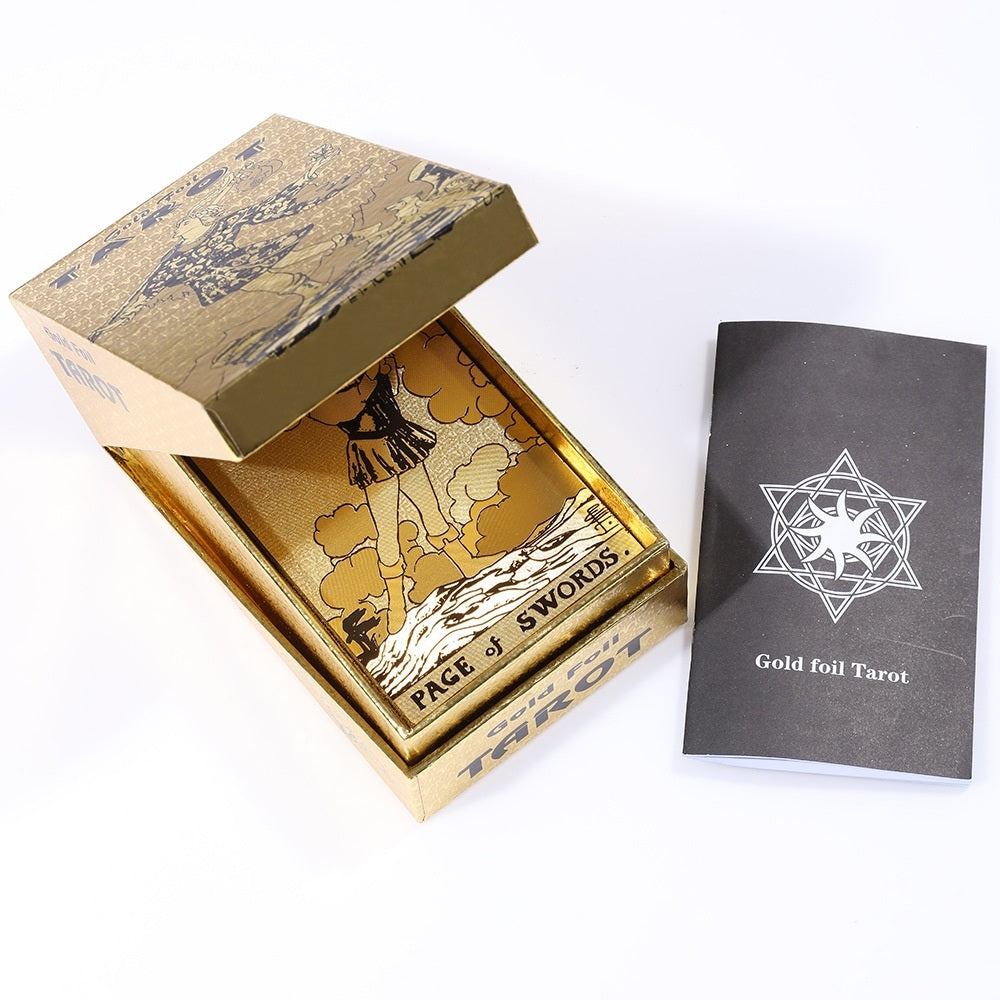 Radiant Sunburst Gold Foil Tarot Deck — Luxury Waterproof PVC Set