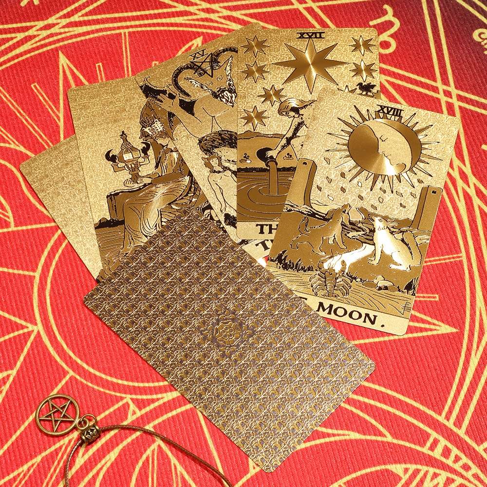 Radiant Sunburst Gold Foil Tarot Deck — Luxury Waterproof PVC Set