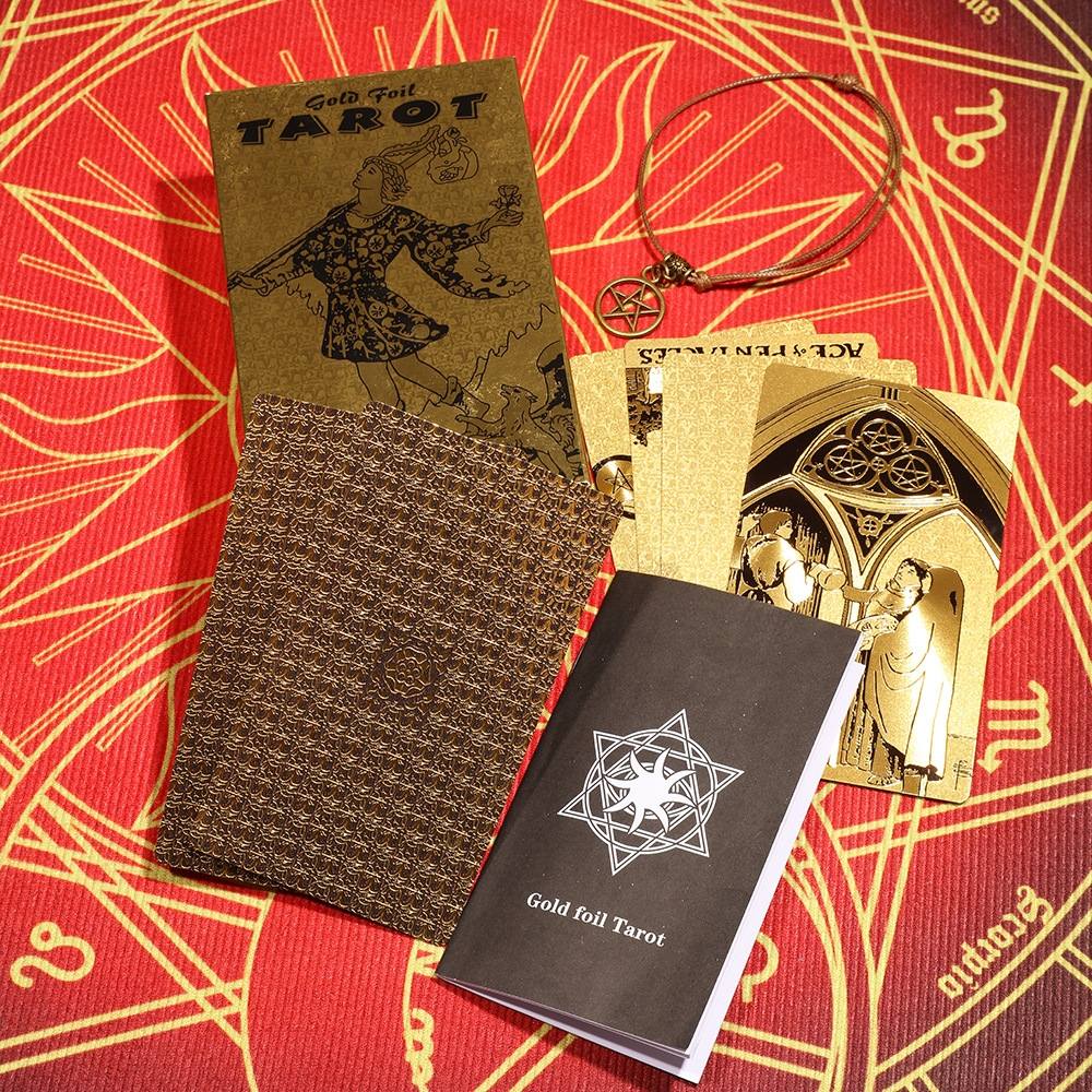 Radiant Sunburst Gold Foil Tarot Deck — Luxury Waterproof PVC Set