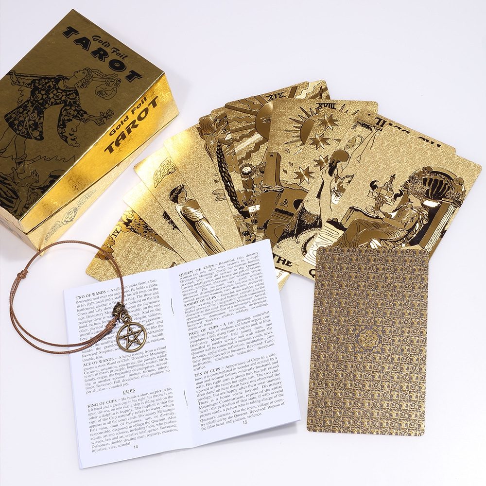 Radiant Sunburst Gold Foil Tarot Deck — Luxury Waterproof PVC Set
