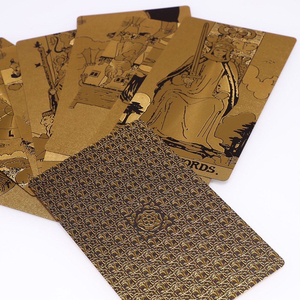 Radiant Sunburst Gold Foil Tarot Deck — Luxury Waterproof PVC Set