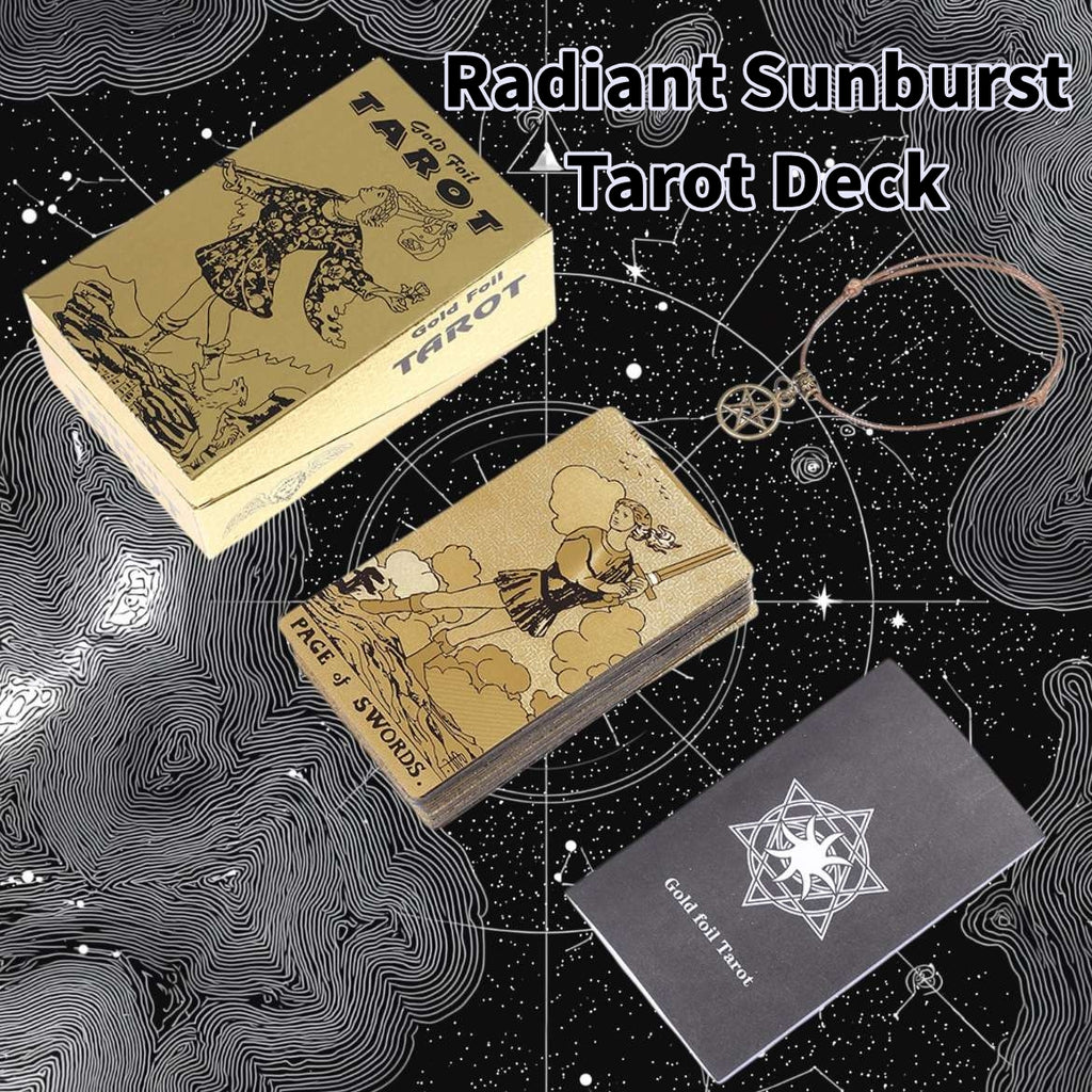 Radiant Sunburst Gold Foil Tarot Deck — Luxury Waterproof PVC Set