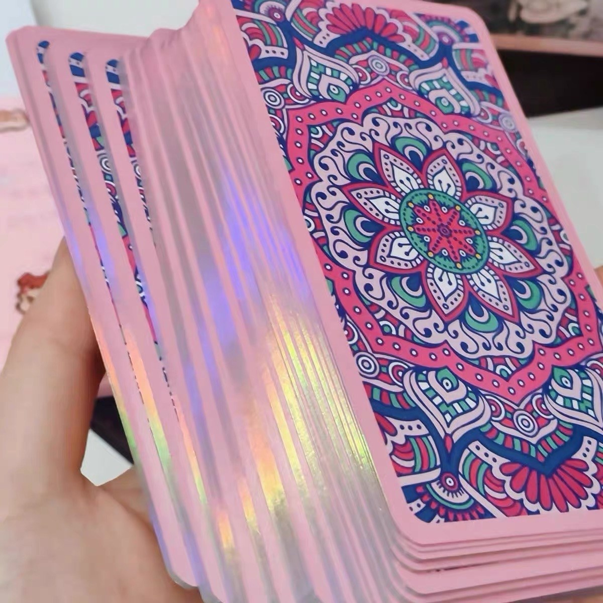 Rose Kaleidoscope Mandala Tarot: Iridescent Gilded 78-Card Deck