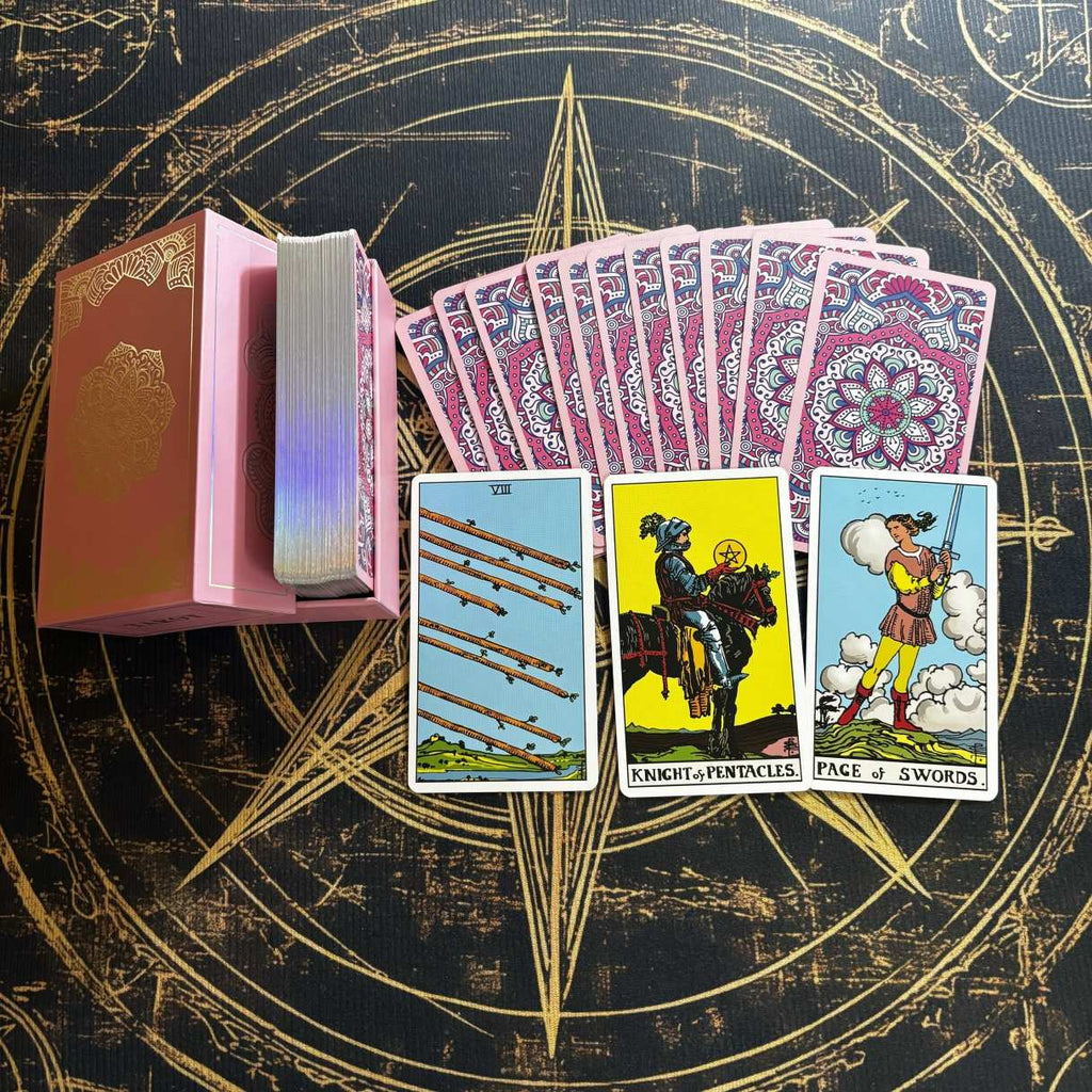 Rose Kaleidoscope Mandala Tarot: Iridescent Gilded 78-Card Deck