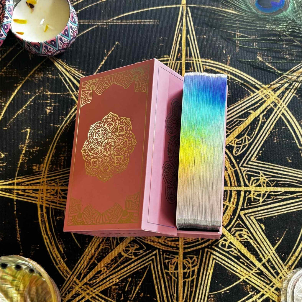 Rose Kaleidoscope Mandala Tarot: Iridescent Gilded 78-Card Deck