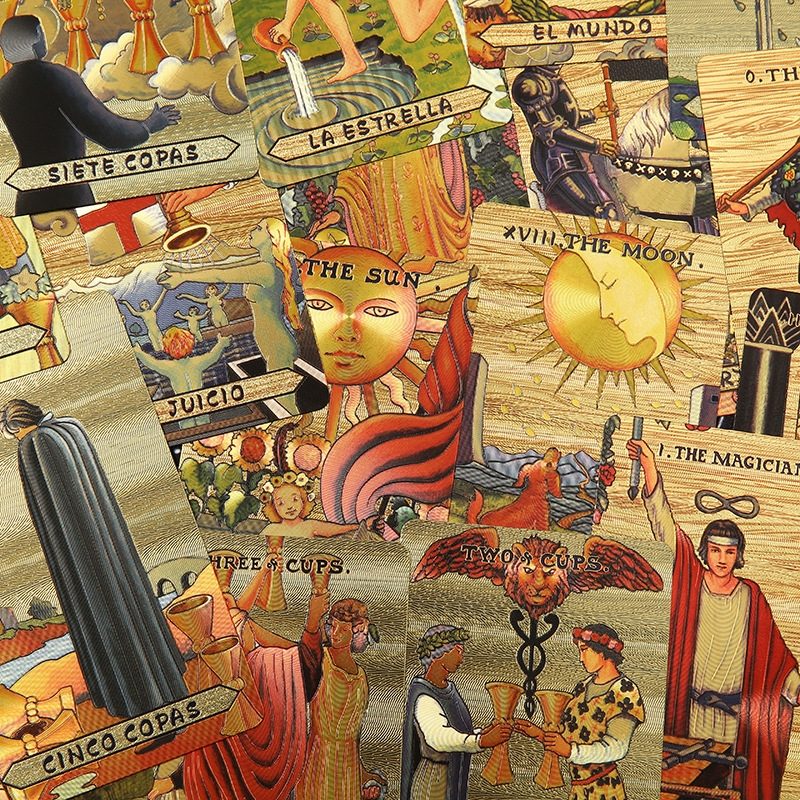 Solar Diamond Fire Gold Foil Tarot | Waterproof PET 78-Card Deck