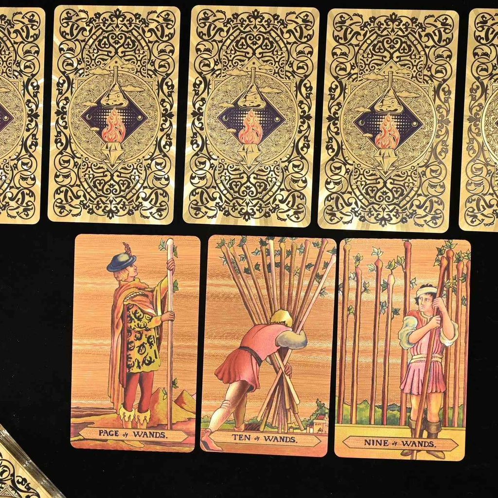 Solar Diamond Fire Gold Foil Tarot | Waterproof PET 78-Card Deck