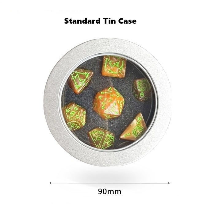 Glow-in-the-Dark Liquid Core Sharp Edge D&D Dice Set