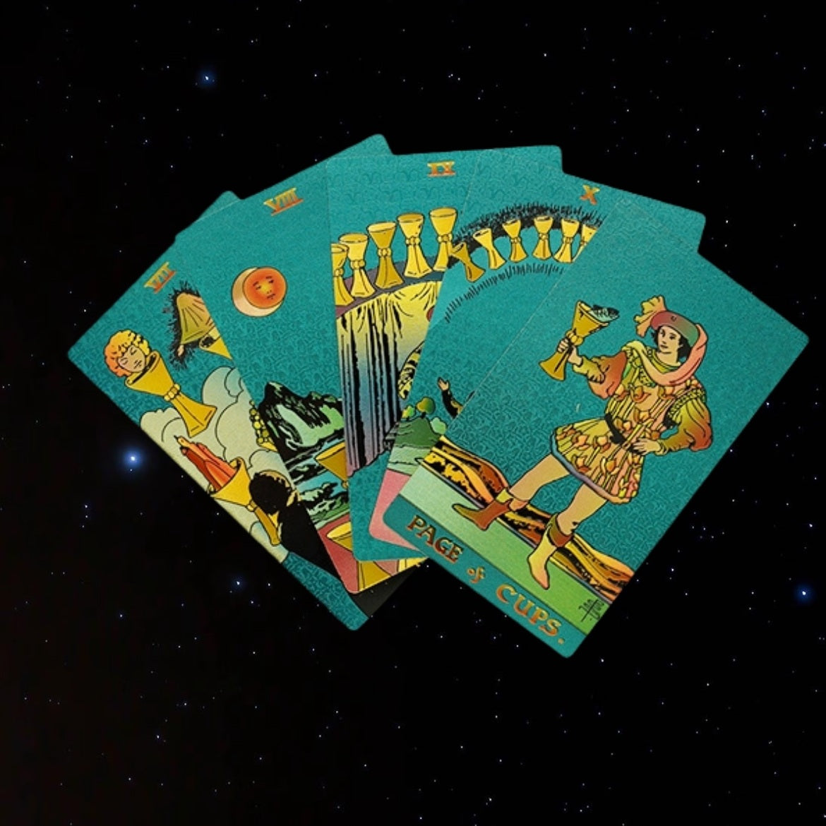The Golden Oracle Ritual Set: 24k Gold Foil Tarot & Chakra Crystal Collection