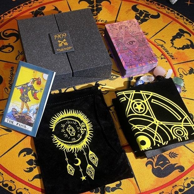 The Golden Oracle Ritual Set: 24k Gold Foil Tarot & Chakra Crystal Collection