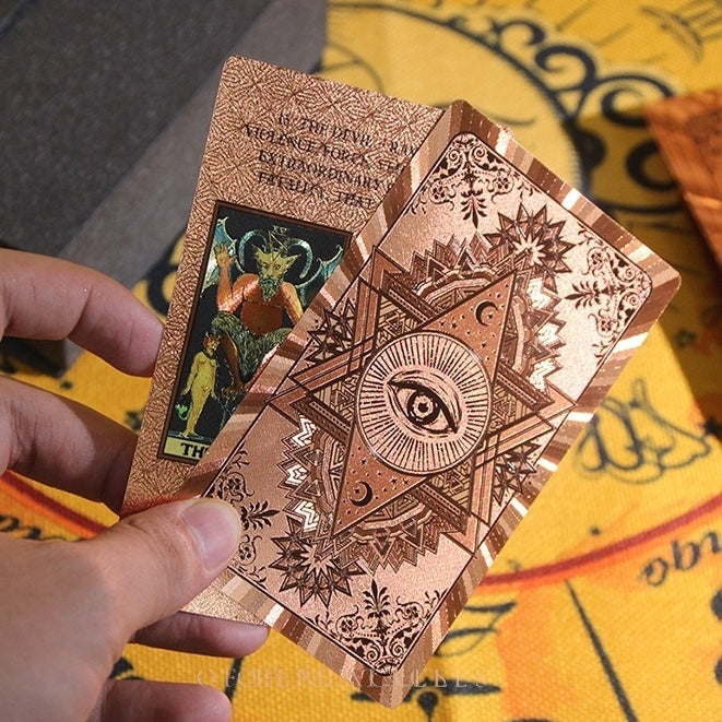 The Golden Oracle Ritual Set: 24k Gold Foil Tarot & Chakra Crystal Collection