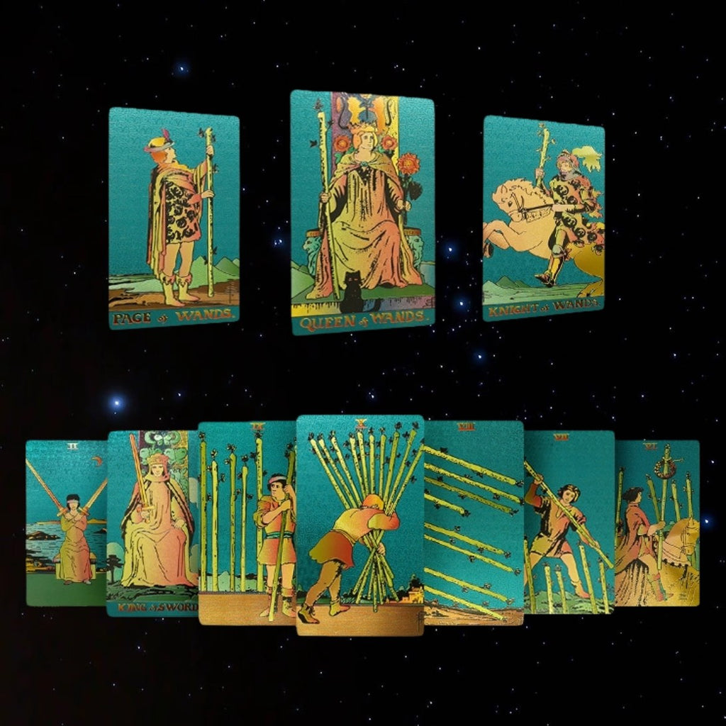 The Golden Oracle Ritual Set: 24k Gold Foil Tarot & Chakra Crystal Collection