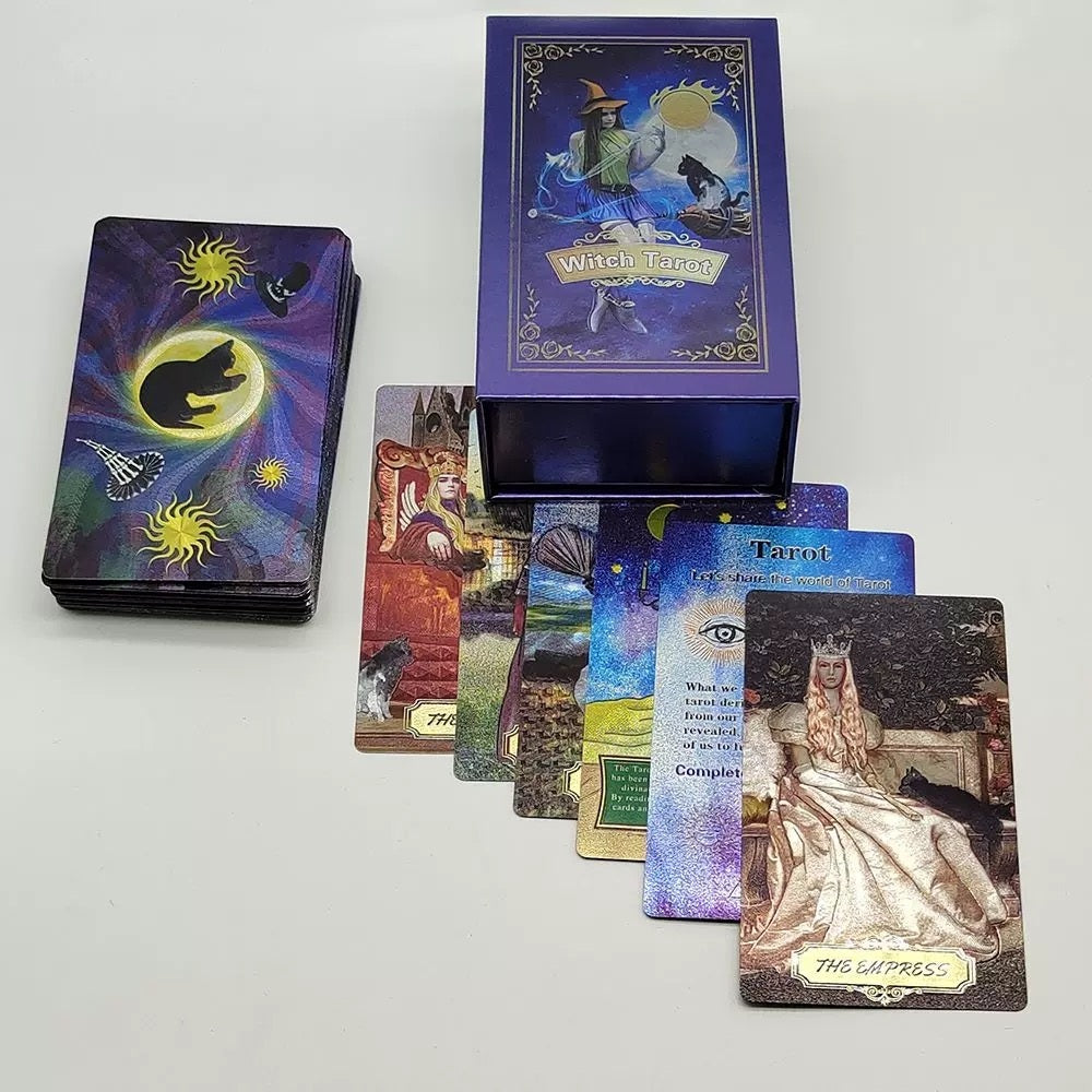 Witch Tarot cards with a box on a white background