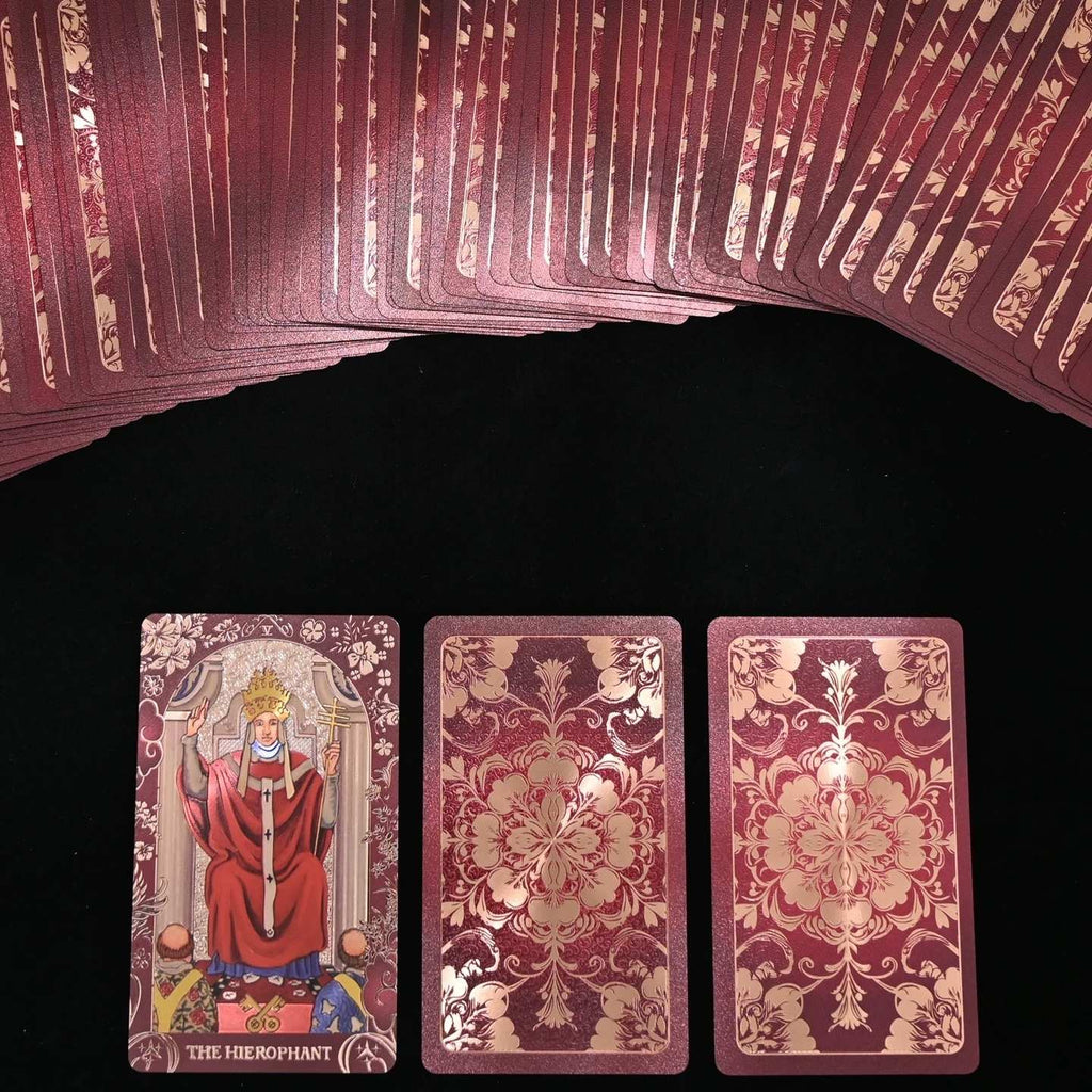 Crimson Rose: Red Gold Foil Tarot Deck — Luxury Floral Edition