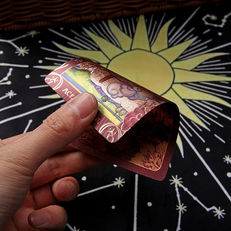 Crimson Rose: Red Gold Foil Tarot Deck — Luxury Floral Edition